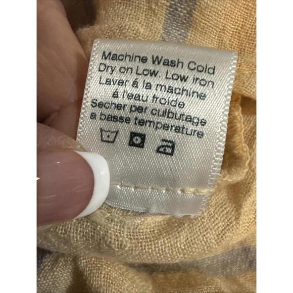 Stark X Striped Small 100% Linen Minimalist Organic Luxury Natural Blouse Small - Picture 6 of 15